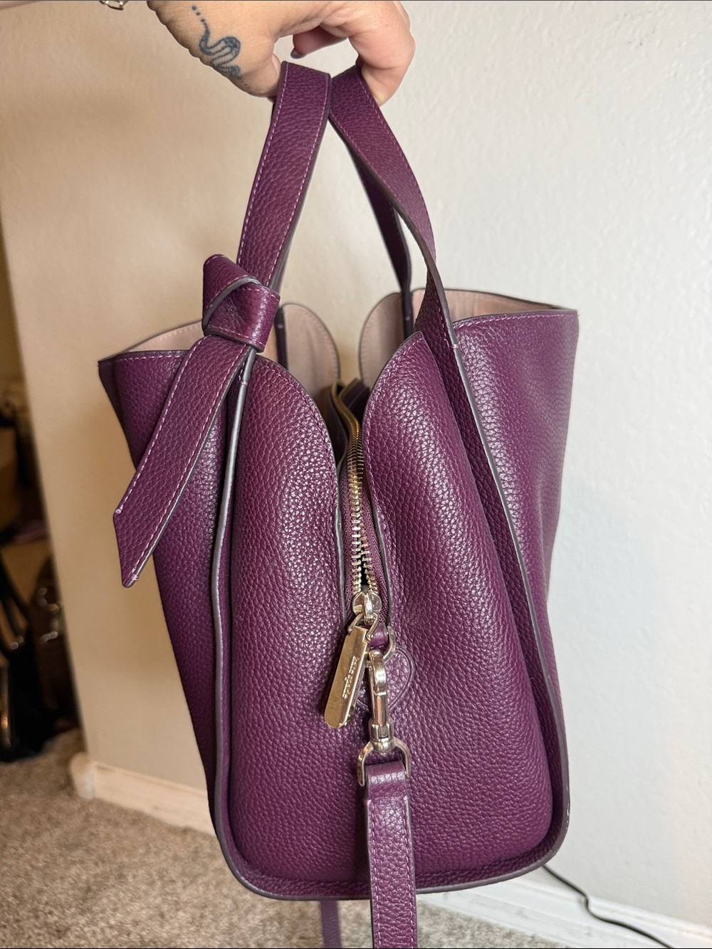 kate spade Plum Pebbled Leather Shoulder Bag/crossbody - Picture 3 of 11